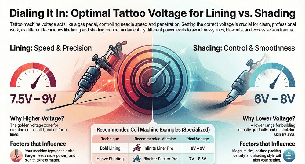  tattoo voltage for lining and shading